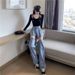 Hot Girl High Street Fashion Outfit: Retro Loose Slim-fit Detachable Patchwork Jeans, Stylish Long Pants For Clubbing,_mkmklike.com