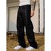 Men's Relaxed Fit Waxed Cargo Pants - Streetwear Straight Leg Trousers With Stylish Washed Finish, Comfortable & Versatile For Casual Outfits_mkmklike.com