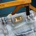 Men's Trendy Ripped Stretchy Slim Fit Jeans Mid Length Shorts Blue Style Straight Leg With Embroidered Patches_mkmklike.com