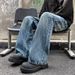 Vintage Lightning Crack Jeans –Lightning Crack Distressing And Distressed Washed Wide-Leg Denim (S-3XL)_mkmklike.com