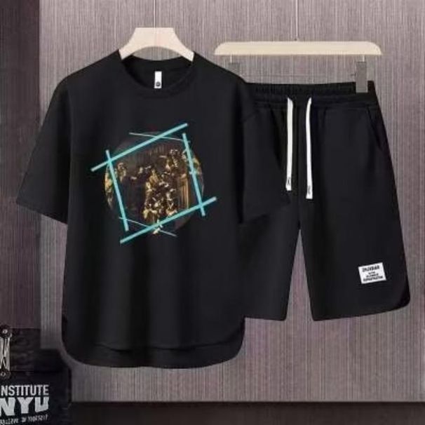 Men's Clothing 2024 Waffle Casual Summer Suit Loose Teen Short sleeved T shirt Shorts Handsome Two piece Suit_mkmklike.com
