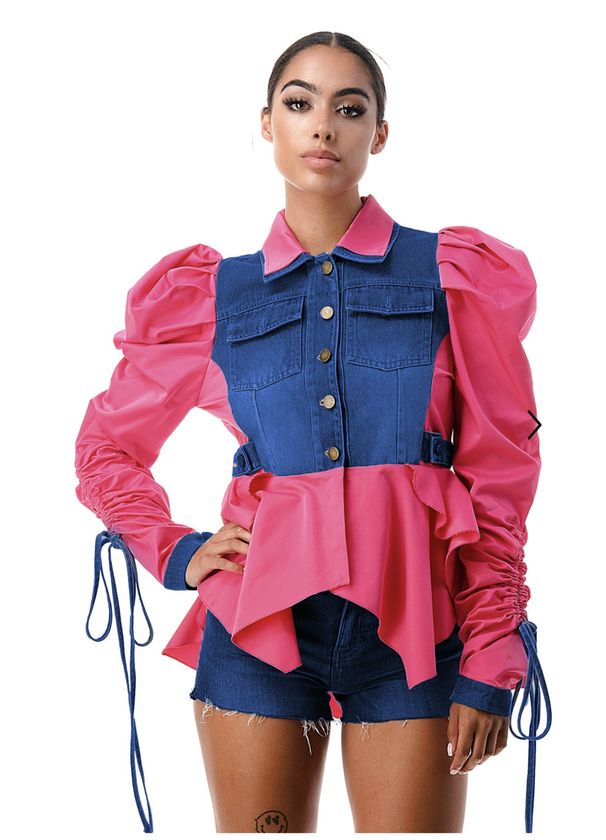 Women's Clothing New Splicing Strap Denim Top_mkmklike.com