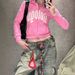 Printed Wide-Leg Jeans For Women - Vintage Washed Denim Pants With Streetwear Graphics (Blue)_mkmklike.com