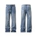 Men's Clothing Wash Bootcut Jeans - Vintage Blue Denim Pants With Cleanfit Style, Comfortable Mid-Rise & Stretch Fit For Casual Wear (M-5XL)_mkmklike.com