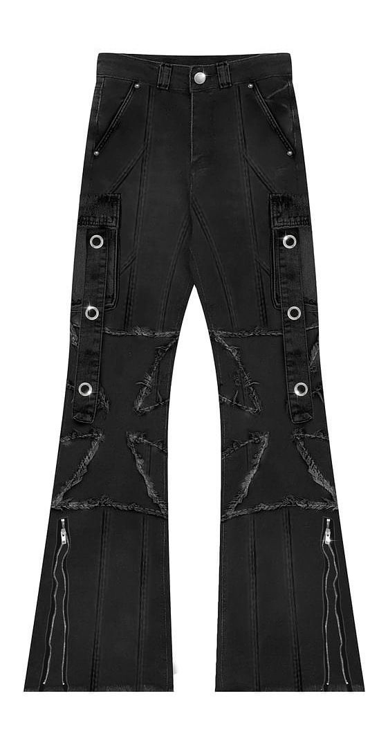 Men's Clothing American Style Dark Heavy Retro Zipper Irregular Personality High Street Jeans Unisex Trousers_mkmklike.com