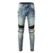 Casual Men's Pants Cycling Jeans Men's High Street Locomotive Zipper Ripped Splicing Men's Pants 606_mkmklike.com