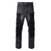 Pulse European And American Trend Rhinestone Vintage Distressed Jeans Loose Versatile Casual Men's Straight Pants_mkmklike.com