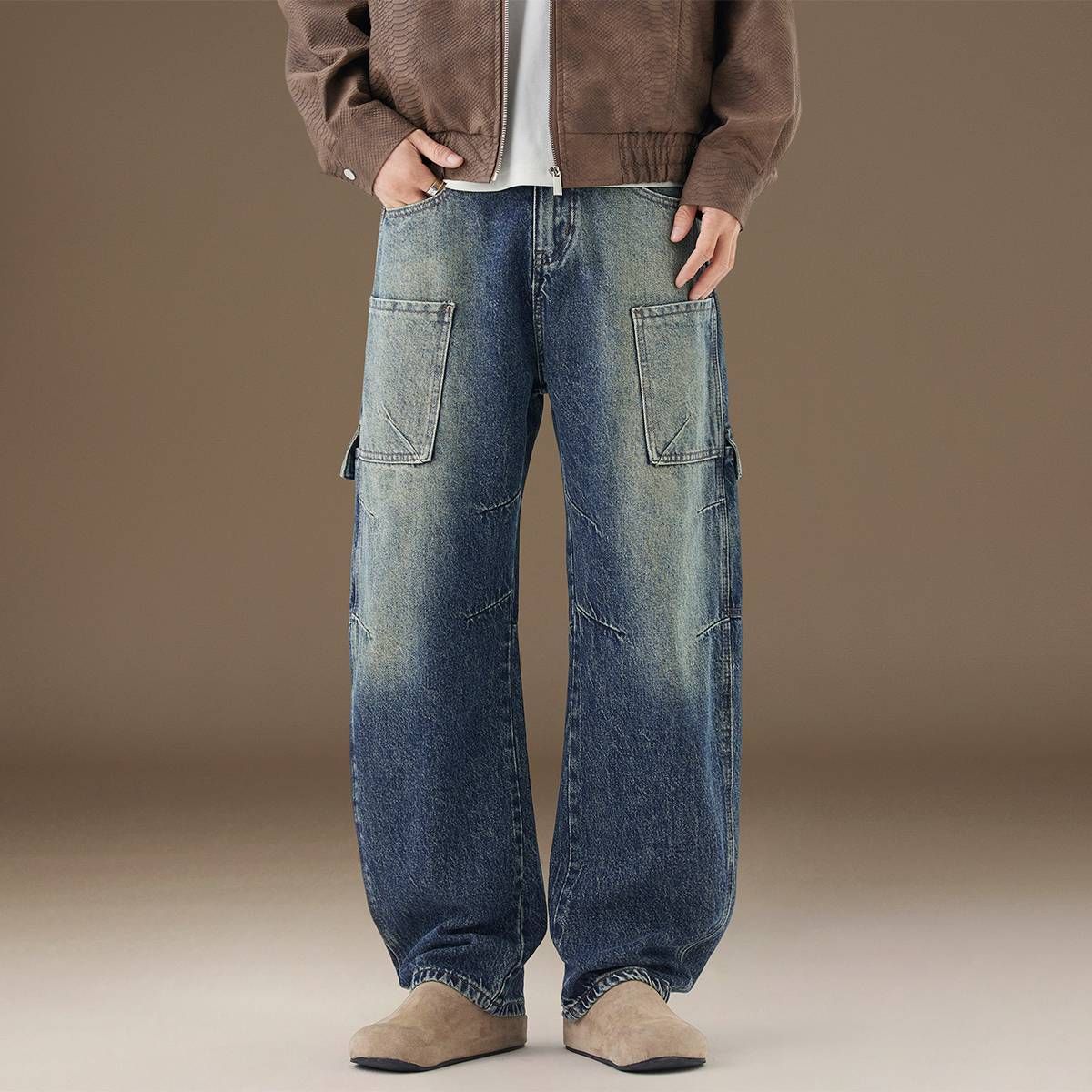 Men’s Light Wash Distressed Skinny Jeans – Slim Fit, Stretch Comfort, Vintage-Inspired, Retro Style (Sizes 28-38, Mid-Rise, Classic Blue)_mkmklike.com