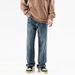 Men's High Waist Straight Leg Jeans - Vintage Washed Denim Pants For Teens & Young Adults (Sizes 28-36)_mkmklike.com