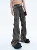 Retro-style Side-pleated Washed Distressed Jeans For Men, Loose Fit, High-waisted, Wide-leg, Floor-length Trousers_mkmklike.com