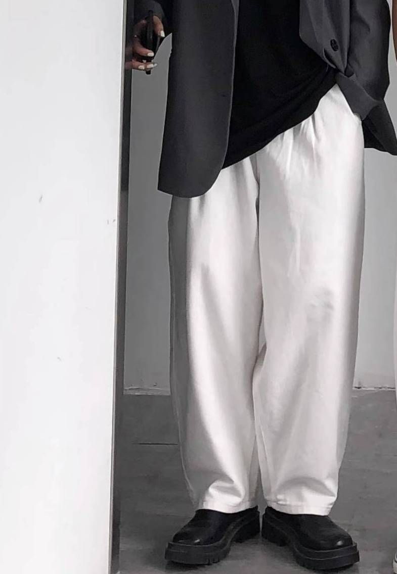 Vintage Japanese Style Oversized White Denim Pants For Men - Loose Fit Wide Leg Streetwear High Waist Straight Trousers_mkmklike.com