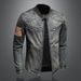 Loom Cross-Border Foreign Trade American Flag Men Spring And Autumn Style Personality Stand Collar Zipper Denim Top Jacket_mkmklike.com