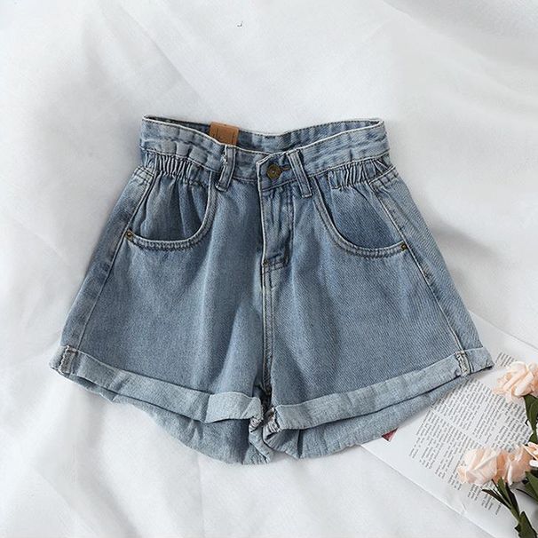 Women's High-Waisted Slimming Denim Shorts Korean Style Loose Wide Leg Summer 2021 Trendy Rolled up Hot Pants for Students_mkmklike.com