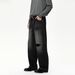 Men's Distressed Streetwear Jeans – Raw Hem Relaxed Fit Vintage Washed Denim Pants With Knee Slits & Bleach Splatter (S-XL, Mid-Rise, Zip Fly)_mkmklike.com