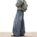 Men's Distressed Silhouette Scimitar Jeans Loose Slim Fit Casual Wide Leg Pants Mid Waist Cotton Blend Vintage American Style_mkmklike.com