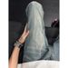 Men's Retro American Cat Scratch Jeans Slim Fit High Street Straight Trousers Summer Thin Cleanfit Flared Jeans Blue Cotton_mkmklike.com