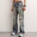 Men's Style Distressed Jeans Spring Summer Rhinestones Sparkles High Street Trend Loose Fit Straight Leg Slightly Flared_mkmklike.com