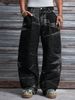 Men's Summer Wide Leg Pants Tie Dye Washed Jeans Loose Floor Length Trousers Street Style_mkmklike.com