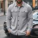 Spring Autumn European And American Cross-Border Casual Men's Fleece-Lined Turn-Down Collar Single-Breasted Solid_mkmklike.com