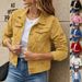 Trendy Oversized Denim Jacket – Button-Down Collar With Front Pockets (Yellow/Black/Pink/Red/White/Sky Blue, S-2XL)_mkmklike.com