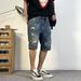 Men's Clothing Casual Straight Leg Denim Shorts Mid-Length Harem Trendy Brand Versatile Loose Fit Five Point Summer Pants_mkmklike.com