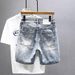 Men's Clothing Summer New Retro Denim Shorts Fashion Light Blue All Match Casual Embroidered Shorts_mkmklike.com