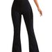 Women's High-Waisted Lace Waist Flared Yoga Pants Elastic Sports Denim Style_mkmklike.com