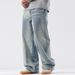 Washed Color-Block Faded Jeans For Men Loose Street Style Straight-Leg Pants Casual Versatile Floor-Length Trousers_mkmklike.com
