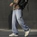 Men's Distressed Straight-Leg Jeans – Korean Streetwear Style, Relaxed Fit, Vintage Wash, Wide-Leg Casual Denim Pants (Fall, Urban Fashion)_mkmklike.com