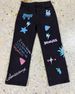 Men's Clothing Men's Jeans Street Style Black Graffiti Jeans, Loose Fit Straight Leg Casual Pants_mkmklike.com