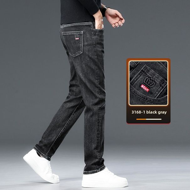Jeans Men's Slim-fit Straight Casual Elastic Loose Casual Trousers Men's_mkmklike.com