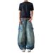 American Retro Washed Multi-pocket Tooling Scimitar Jeans Men's High Street Cleanfit Loose Wide-leg Trousers Tide_mkmklike.com