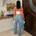Distressed Denim Pants For Women - Vintage Patchwork Straight Leg Jeans | Grunge Streetwear Pants With Destroyed Details (S-XXL)_mkmklike.com