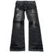 Gothic Retro Double Waist Tie Flared Jeans For Women Y2K Street Washed Distressed Ripped Design Trousers_mkmklike.com