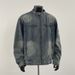 American Fashion Washed Workwear Men's Summer New Style Texture Loose Stand Collar Denim Jacket Top_mkmklike.com