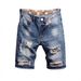 Men's Distressed Denim Shorts – Vintage Washed Indigo, Relaxed Fit & Raw Edge (S-2xl) Vintage Indigo Wash_mkmklike.com