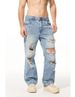 Men's Distressed Denim Jeans Straight Leg Streetwear Nightclub Monkey Whiskering Hand Stitched Ripped_mkmklike.com