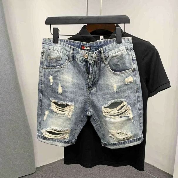 Men's Distressed Denim Shorts | Summer Lightweight Ripped Casual 5-Pocket Shorts | Trendy Streetwear & Instagram Style_mkmklike.com