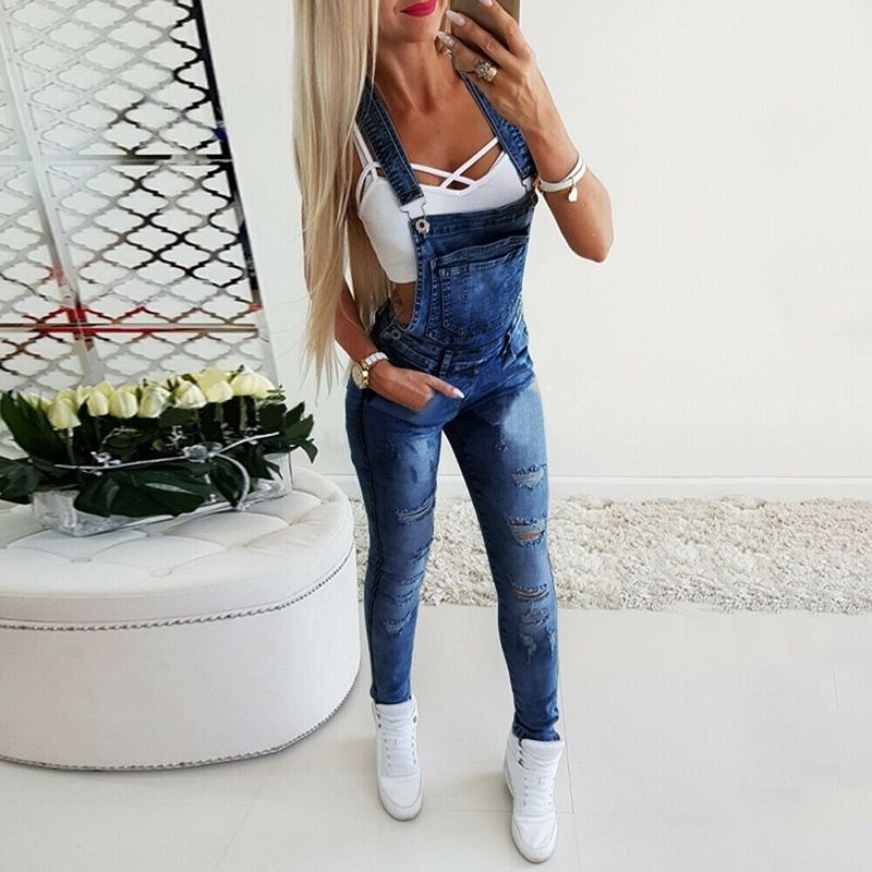 Women's Clothing New Women's Y Shaped Wide Band Sexy Tight Overalls Hand Worn Denim Jumpsuits For Women_mkmklike.com