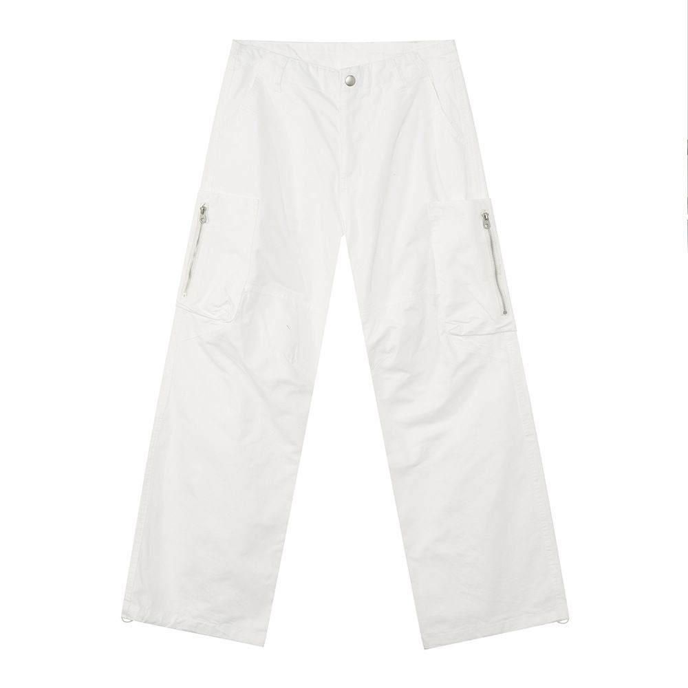 Men's Clothing High Street Cleanfit Splicing Zipper Design Hip Hop Casual Solid Color Jeans_mkmklike.com