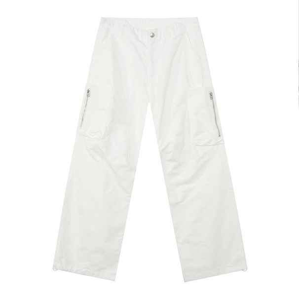 Men's Clothing High Street Cleanfit Splicing Zipper Design Hip Hop Casual Solid Color Jeans_mkmklike.com