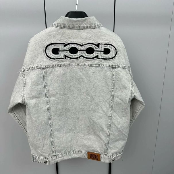 Popular Spot Embroidered Denim Jacket For Men And Women Of The Same Light Luxury Trendy Brand Casual Loose Lapel Washing Jacket_mkmklike.com