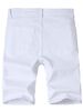 Casual And Minimalist White Denim Shorts For Men, Fashionable And Versatile, Slim Fit And Slimming, With Multi Craft Design And Perforated Shorts_mkmklike.com