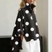 Voya Recommend! New Women's Printed Imitation Denim Stand Up Collar Casual Shirt With Personalized Front Short And Back Long Top_mkmklike.com