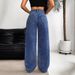 Women's High-Waisted Straight-Leg Jeans – Distressed Washed Denim With Ripped Details (Light Blue/Deep Blue)_mkmklike.com