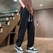 Men's Style Straight Leg Jeans High Street Retro Trendy Loose Wide Leg Floor Length Pants With Elastic Waistband_mkmklike.com