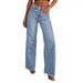 Women's Clothing Fashion Retro Raw Edge Women New High Waist Straight Leg Side Seam Stitching Frayed Denim_mkmklike.com