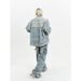 2024 Spring Autumn New American Hip-Hop Design Workwear Ink-Splattered Washed Denim Jacket And Pants Set For Women_mkmklike.com