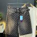 Men's Denim Shorts American Style Summer Loose Straight Leg Casual Jacquard Five Point Mid-Length Pants_mkmklike.com