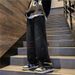 2025 Spring And Autumn New Jeans Men's Straight Vertical Trendy Brand Ruffian Handsome Casual Loose American Retro Washed Trousers_mkmklike.com